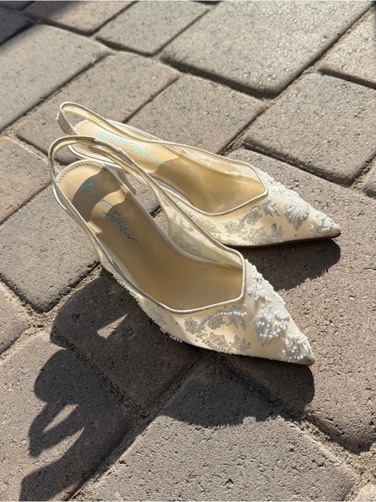Betsey Johnson Shoes - Betsey Johnson Ivory Embellished Pointed-Toe Slingback Heels